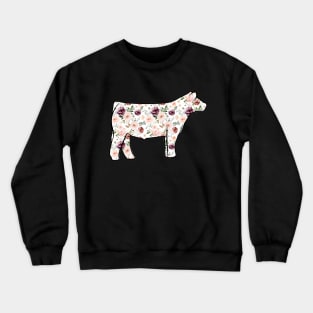 Watercolor Floral Show Steer Silhouette  - NOT FOR RESALE WITHOUT PERMISSION Crewneck Sweatshirt